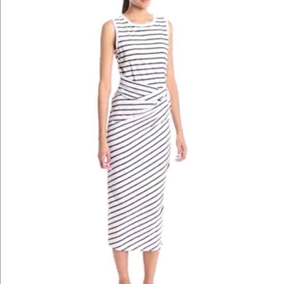 Michael stars navy and white stripe midi dress small - Picture 2 of 6